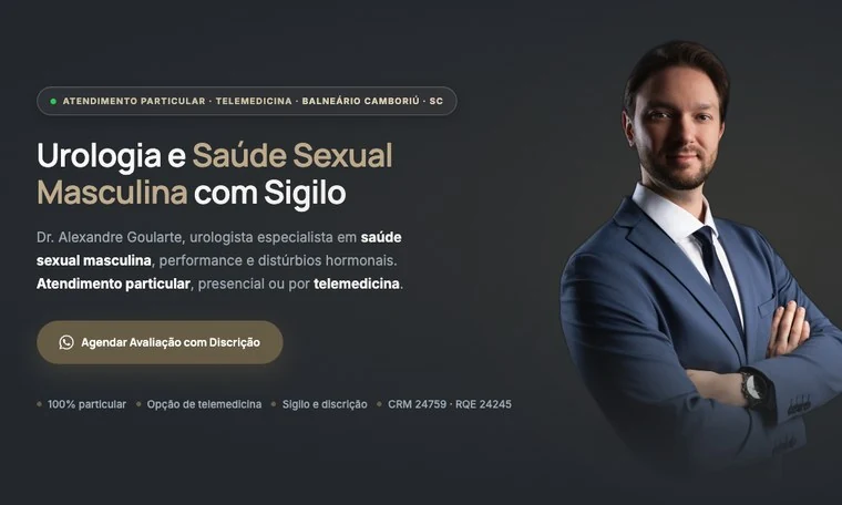 Site do Dr. Alexandre Goularte, urologista em Balneário Camboriú, feito pela Agência Wood